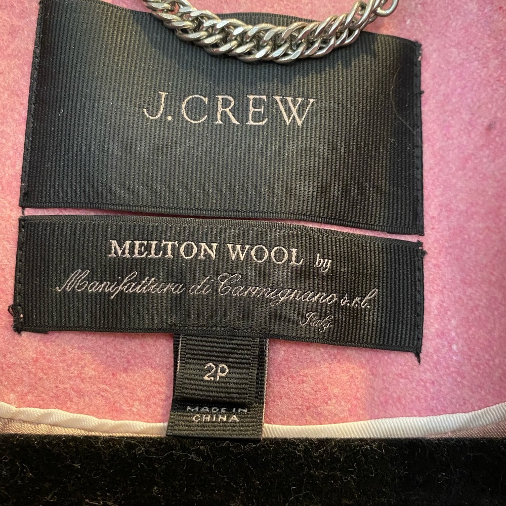 J. Crew Pink Hooded Wool Blend Duffle Pea Coat - Picture 3 of 6